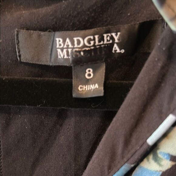 Badgley Mischka Blue Floral Collared Sheath Sz 8 *Flawed* - Picture 2 of 8